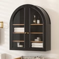 thumbnail image 1 of Joyyskill Arched Bathroom Wall Cabinet Modern Wooden Medicine Cabinet with Acrylic Doors Farmhouse Wall Mounted Cupboard Storage Cabinet, Black Oak, 1 of 7