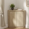 thumbnail image 1 of Joyyskill Corner Storage Cabinet, Small Corner Floor Cabinet with 2 Doors and 2-Tier Shelves, Modern Wooden Narrow Storage Organizer, Light Oak, 1 of 6