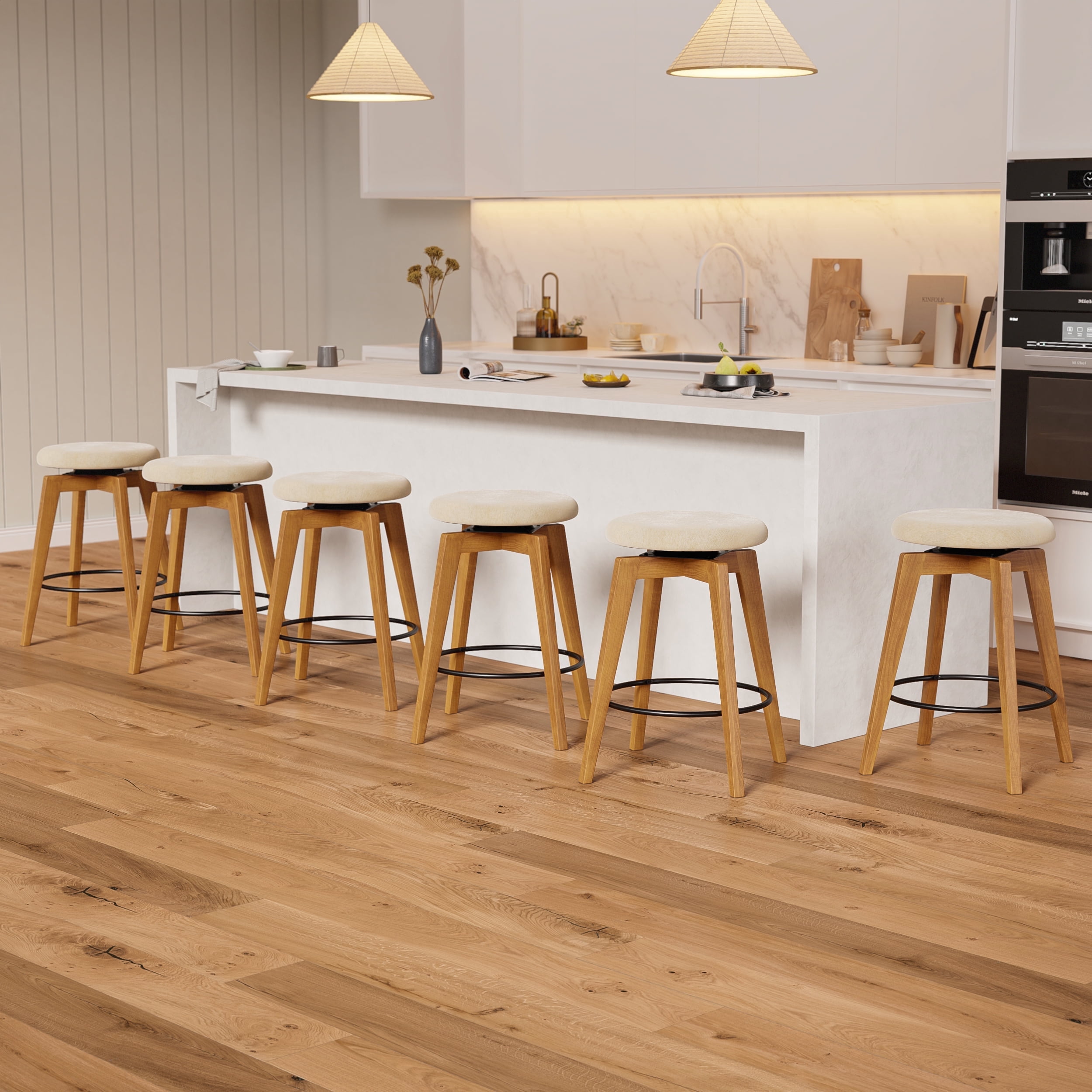 Joyyskill Counter Height Swivel Bar Stools Set of 6, Backless Wooden