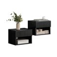 thumbnail image 1 of Joyyskill Floating Nightstand with Drawer Set of 2, Small Wall Mounted Bedside End Table, Modern Fluted Night Stand, Black, 1 of 7