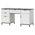 thumbnail image 1 of Joyyskill Fluted Executive Desk with File Drawer, 55" Large Computer Desk with Storage and Charging Station, Modern Wooden Home Office Desk White, 1 of 6