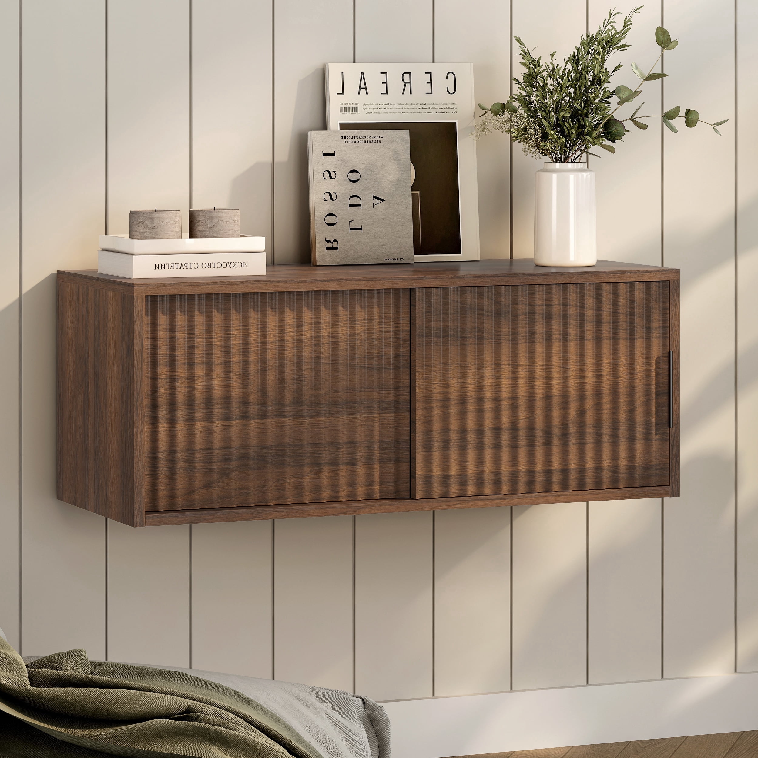 Floting Consule Joyyskill Fluted Floating TV Stand, 30