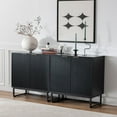 thumbnail image 1 of Joyyskill Fluted Storage Cabinets Set of 2, Sideboard Buffet Cabinet with Adjustable Shelves, Multifunctional Console Table Accent Cabinet, Black, 1 of 8