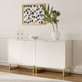 thumbnail image 1 of Joyyskill Fluted Storage Cabinets Set of 2, Sideboard Buffet Cabinet with Adjustable Shelves, Multifunctional Console Table Accent Cabinet, White, 1 of 7