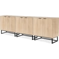 thumbnail image 1 of Joyyskill Fluted Storage Cabinets Set of 3, Sideboard Buffet Cabinet with Adjustable Shelves, Multifunctional Console Table Accent Cabinet, Light Oak, 1 of 8