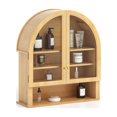 thumbnail image 1 of Joyyskill Large Arched Wall Cabinet with Acrylic Door, Large Wooden Wall Mounted Bathroom Cabinet, Modern Hanging Medicine Cabinet with Adjustable Shelves and Open Shelf, Natural Oak, 1 of 5