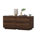 thumbnail image 1 of Joyyskill Mid Century Modern End Table with 2 Drawers Set of 2, Wooden Nightstand Bed Side Table with Storage Bedside Night Stand, Brown, 1 of 5