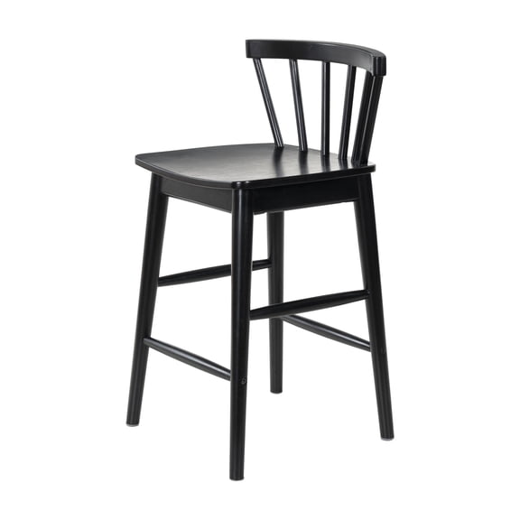 Joyyskill Modern Bar Stools 1PC, 24" Wooden Counter Height Barstools, Modern Armless Farmhouse Bar Dining Chairs with Back & Footrest, Black