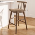 thumbnail image 1 of Joyyskill Modern Bar Stools 1PC, 24" Wooden Counter Height Barstools, Modern Armless Farmhouse Bar Dining Chairs with Back & Footrest, Brown, 1 of 7