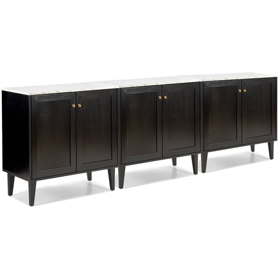 Joyyskill Modern Storage Cabinet Freestanding Accent Cabinets Sideboard Buffet with Faux Marble Top & Adjustable Shelves Wooden Organizer,Black