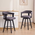 thumbnail image 1 of Joyyskill Swivel Bar Stools Set of 2, 26” Wood Counter Height Barstools with Curved Back, Mid Century Modern Linen Upholstered Bar Chairs, Black/Dark Grey, 1 of 7