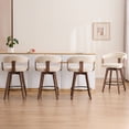 thumbnail image 1 of Joyyskill Swivel Bar Stools Set of 4, 26” Wood Counter Height Barstools with Curved Back, Mid Century Modern Chenille Upholstered Bar Chairs, Brown/Beige, 1 of 7