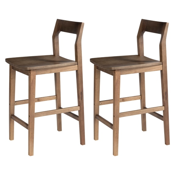 Joyyskill Wood Bar Stools Set of 2, Counter Height Barstools Armless Farmhouse Wooden Bar Dining Chairs with Solid Wood Legs, Brown