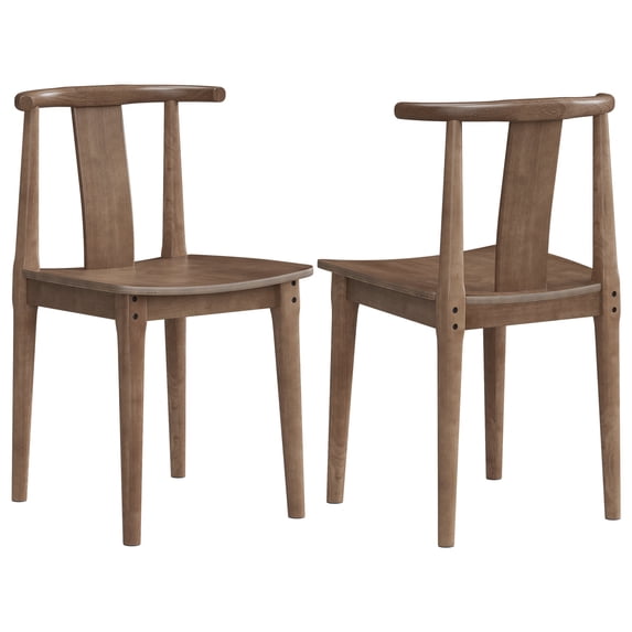 Joyyskill Wood Dining Room Chairs Set of 2, Mid Century Modern Kitchen Chairs Wishbone Chair with Curved Back Armless Accent Chair, Brown