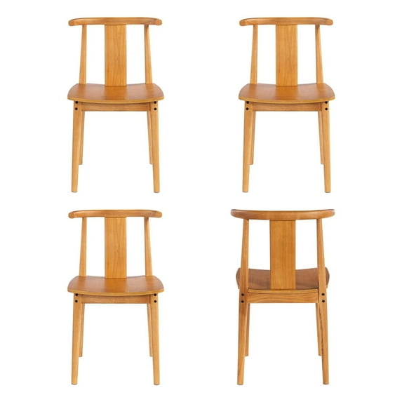 Joyyskill Wood Dining Room Chairs Set of 4, Mid Century Modern Kitchen Chairs Wishbone Chair with Curved Back Armless Accent Chair, Dark Oak