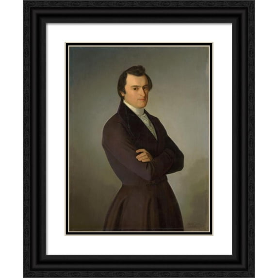 Jozef Božetech Klemens 19x24 Black Ornate Framed Double Matted Museum Art Print Titled: Portrait of M. M. Hodža (1846)