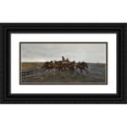 thumbnail image 1 of Jozef Chelmonski 14x8 Black Ornate Wood Framed Double Matted Museum Art Print Titled: Four-In-Hand (1880), 1 of 5