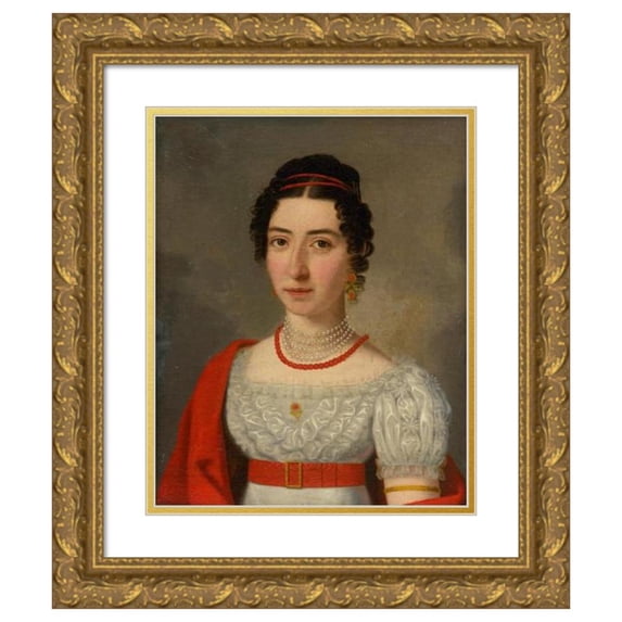 Jozef Czauczik 20x24 Gold Ornate Framed and Double Matted Museum Art Print Titled - Portrait of Anna Okolicsanyi (1826)