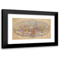 Jozef Hanula 14x10 Black Modern Framed Museum Art Print Titled - Angelic Choir (1901)
