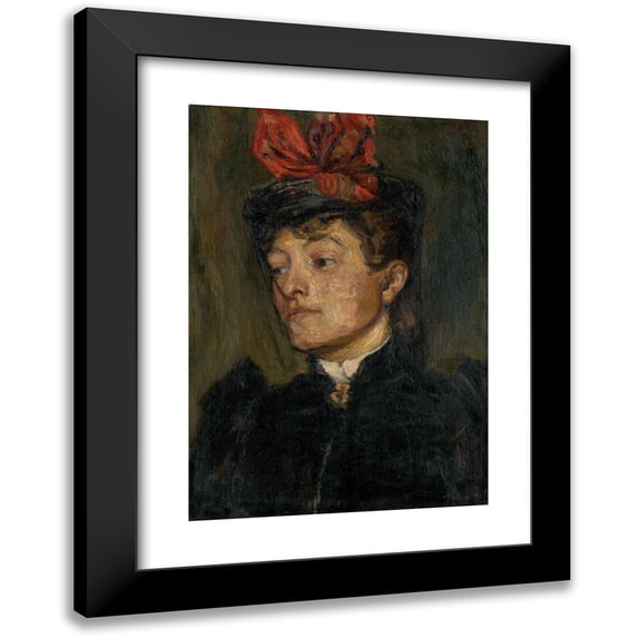 Jozef Hanula 14x18 Black Modern Framed Museum Art Print Titled - Head of a Lady in a Hat (1895)