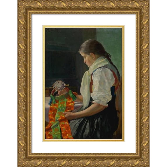 Jozef Hanula 14x18 Gold Ornate Wood Frame and Double Matted Museum Art Print Titled - Satellite (1906-1926)
