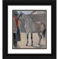 thumbnail image 1 of Jozef Hanula 15x17 Black Ornate Wood Framed Double Matted Museum Art Print Titled - Study of a Grey Horse with a Coachman (1895), 1 of 5