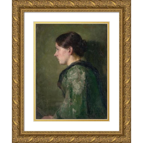 Jozef Hanula 19x24 Gold Ornate Framed and Double Matted Museum Art Print Titled - Lost in Thought (1897)