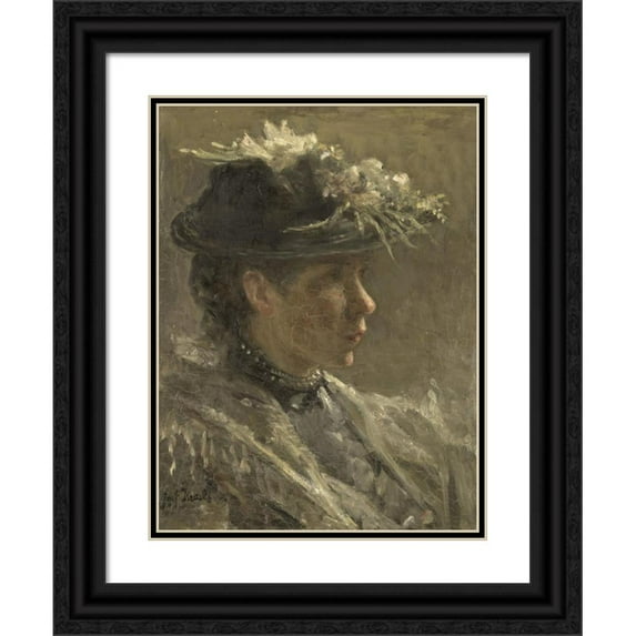 Jozef Israëls 15x18 Black Ornate Wood Framed Double Matted Museum Art Print Titled - Study of Sijtje Van Bemmel (1880-1963) (1896)