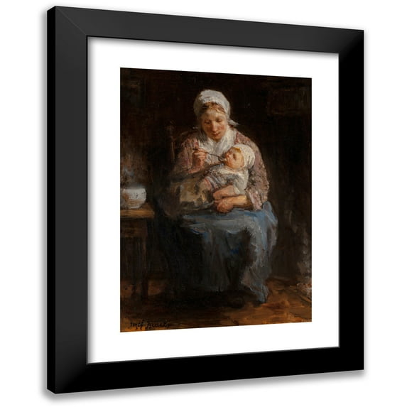 Jozef Israëls 18x24 Black Modern Framed Museum Art Print Titled - Nursery Concern (Solicitude Mother -In -Law)