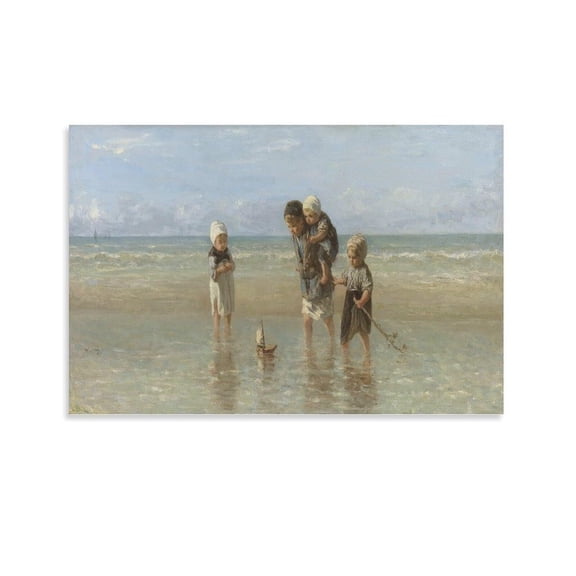Jozef Israels - Children Of The Sea Canvas Poster Wall Art Decor Print Picture Paintings for Living Room Bedroom Decoration