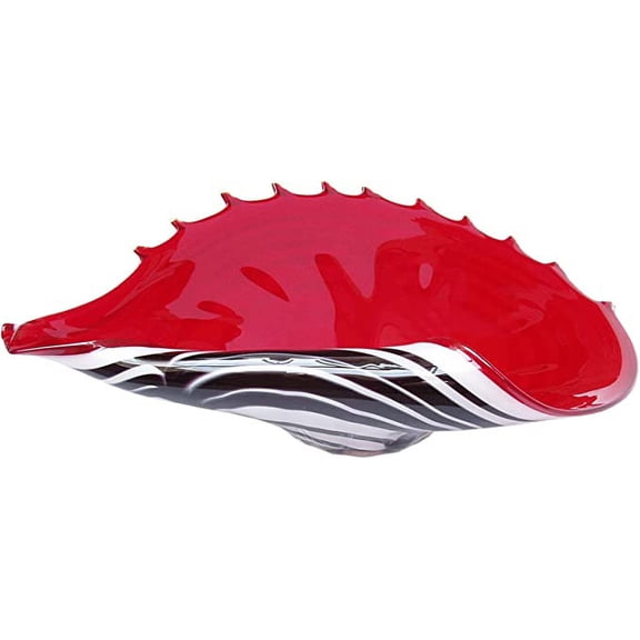 Jozefina Atelier 16012500.F63 Hand-made 19-inch Diameter Shell Platter Glass Bowl, Fruits, Floral Compositions.