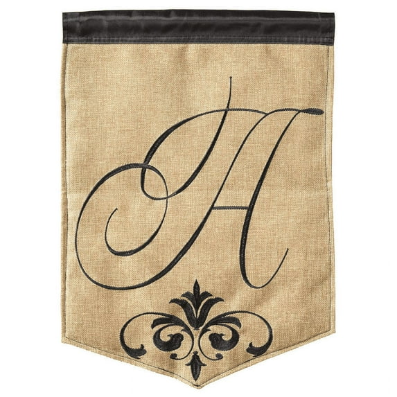 Magnolia Gardens 1825 13 x 18 in. Double Applique Monogram A Burlap Garden Flag