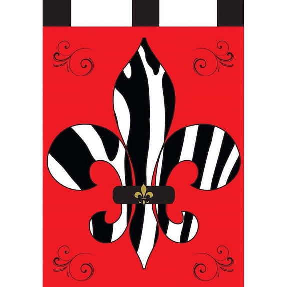 Jozie B 297 Zebra Fleur De Lis Flag, Large