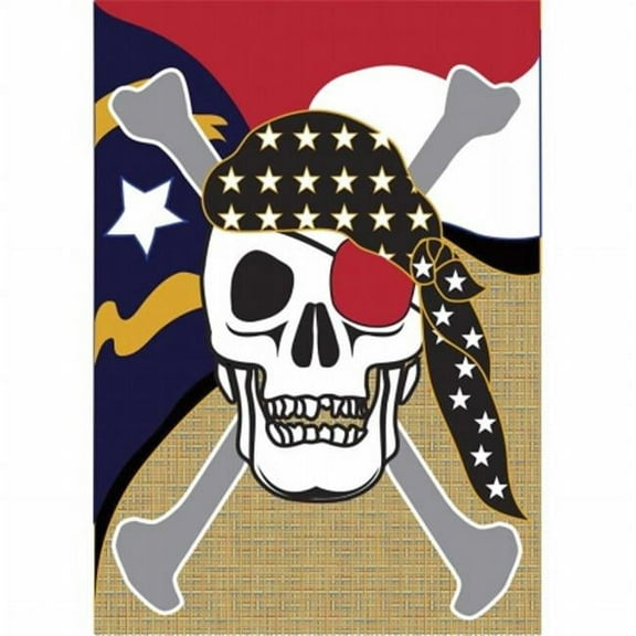 Jozie B 773 Burlap Nc Skull Flag, Large