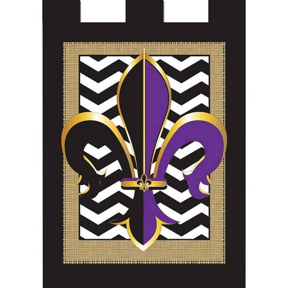 Jozie B 804 Burlap Two Colored Fleur De Lis Flag, Large