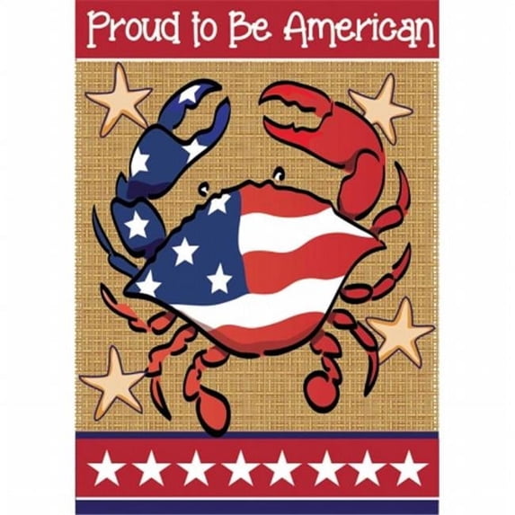 Jozie B 902 Burlap Proud to Be American Flag, Large