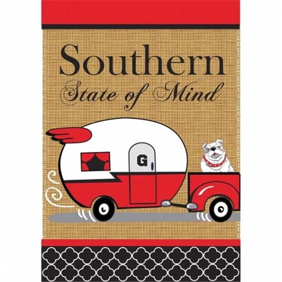 Jozie B 931 Burlap Vintage Trailer Flag, Red & Black - Large