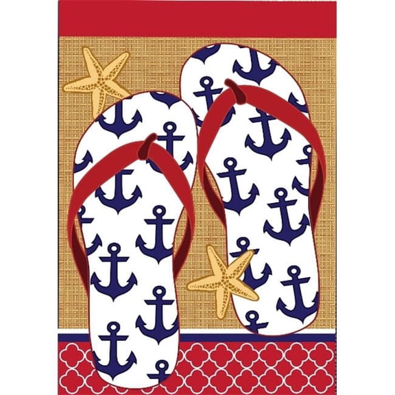 Jozie B 956 Burlap Anchor Flips Flag, Large