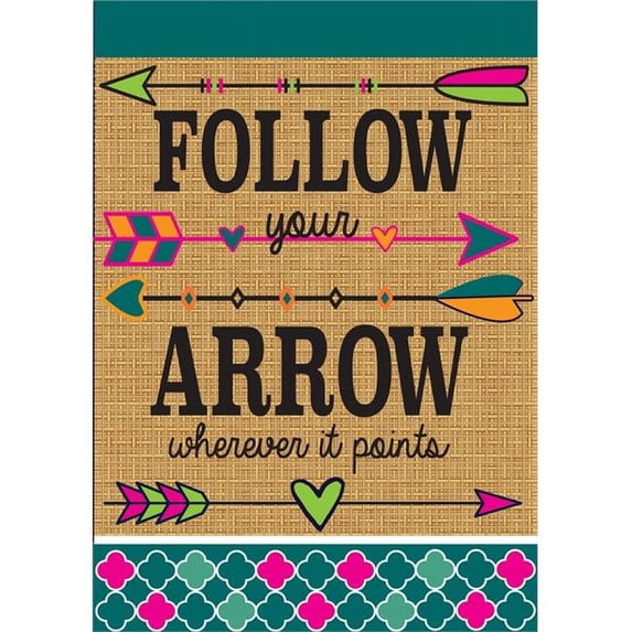 Jozie B 957 Burlap Follow your Arrow Flag, Large