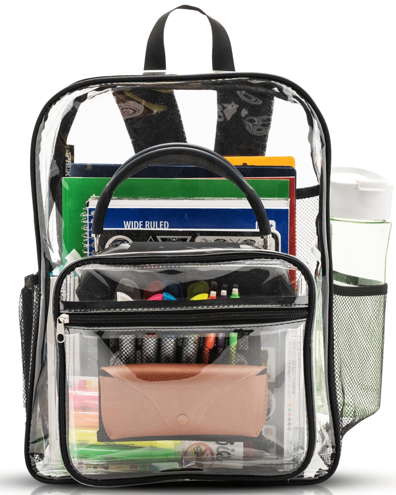 JPACK Clear Backpack – Heavy Duty Transparent Bookbag for Adults and Teens | School, Work, Travel, Stadiums (Black)