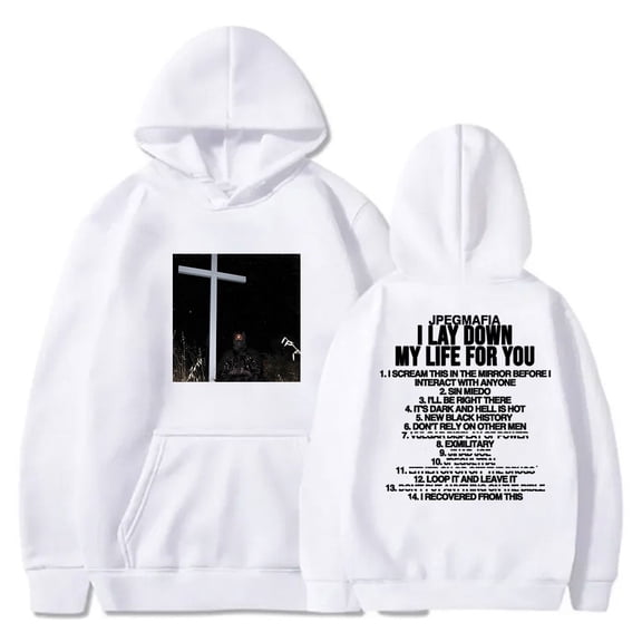 Jpegmafia I Lay Down My Life For You Tracklist Hoodie Spring/Autumn unisex fashion hip-hop long sleeved pullover sweatshirt