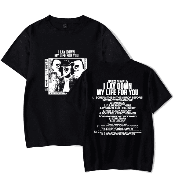 Jpegmafia Lay Down My Life Tour Tee Summer Unisex Fashion Casual HipHop Short Sleeve T-Shirts