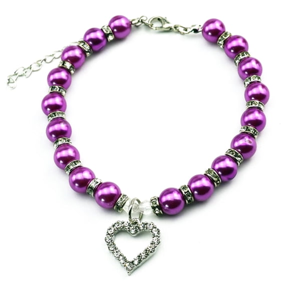 Jpetyy Pet Puppy Dog Cat piggy Pearl Necklace Accessories Love Pendant