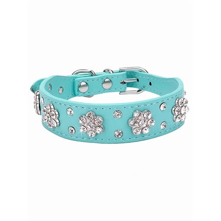 Jpetyy Rhinestone Dog Leather Collar Pet Puppy Necklace For Small Medium Dogs