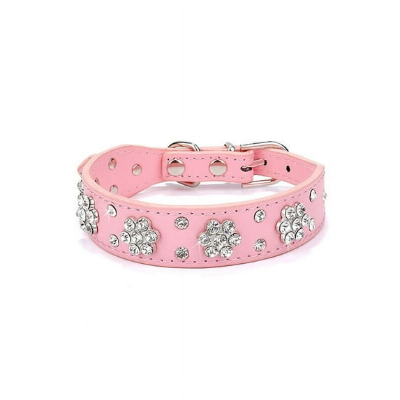 Jpetyy Rhinestone Dog Leather Collar Pet Puppy Necklace For Small Medium Dogs
