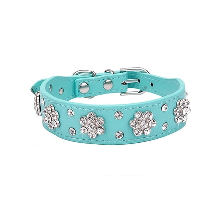 Jpetyy Rhinestone Dog Leather Collar Pet Puppy Necklace For Small Medium Dogs