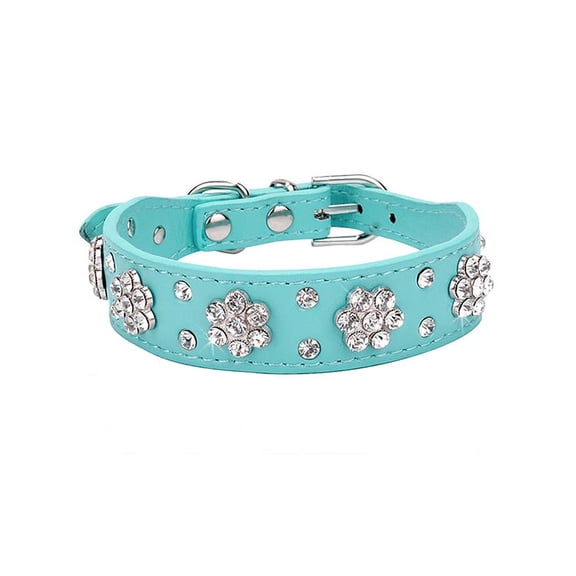 Jpetyy Rhinestone Dog Leather Collar Pet Puppy Necklace For Small Medium Dogs