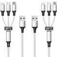 Jpinbo Multi Charging Cable 2Pack 6FT 3 in 1 Nylon Braided Multiple USB