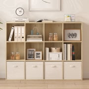 Jpiziso 12 Cube Storage Organizer 47.72 x 9.45 x 35.98 Bookcases with Closed Back for Home Office, Living Room, Bed Room White Oak