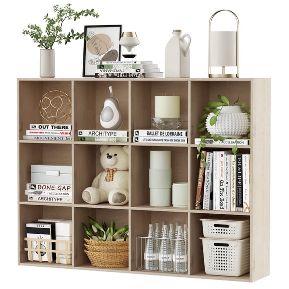 Jpiziso 12 Cube Storage Organizer Vertical or Horizontal Bookcase, Open Book Shelf for Bedroom, Living Room, Office